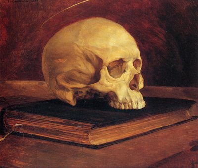 Vanitas Still Life. Skull on a Book by Wilhelm Trübner